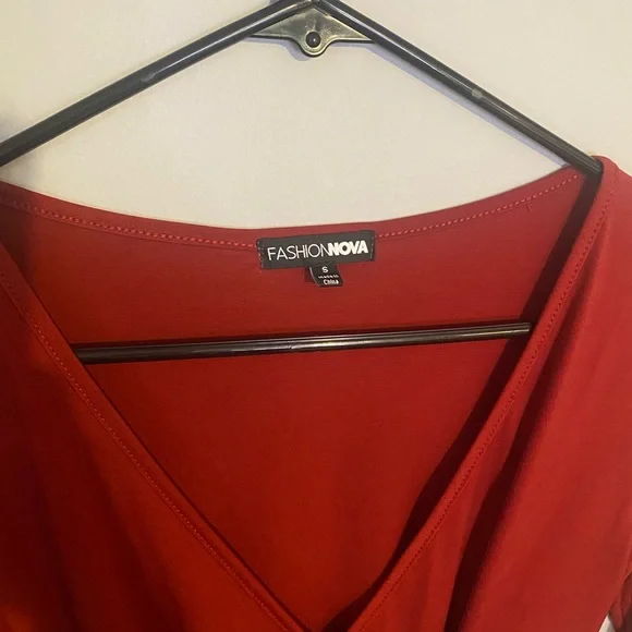 Fashion Nova Red Long Sleeve Dress - Picture 3 of 4